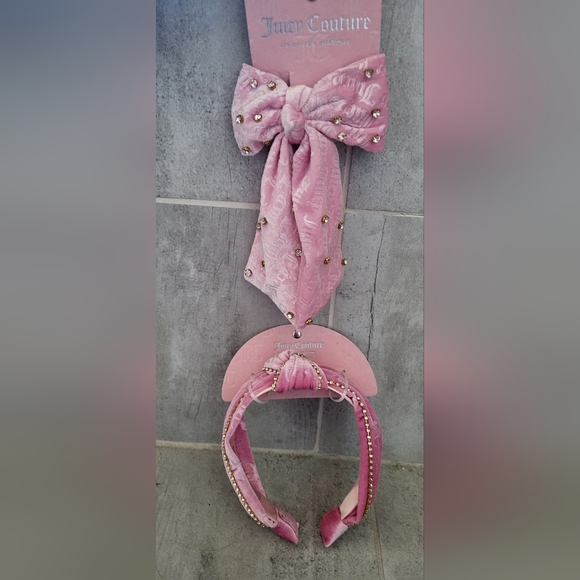 Juicy Couture Pink Velvet Hair Accessory Set Headband and Bow - NWT - Picture 4 of 4